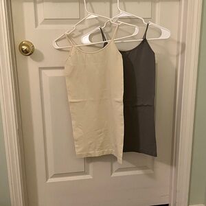 Women's Cream and Gray Tank Tops
